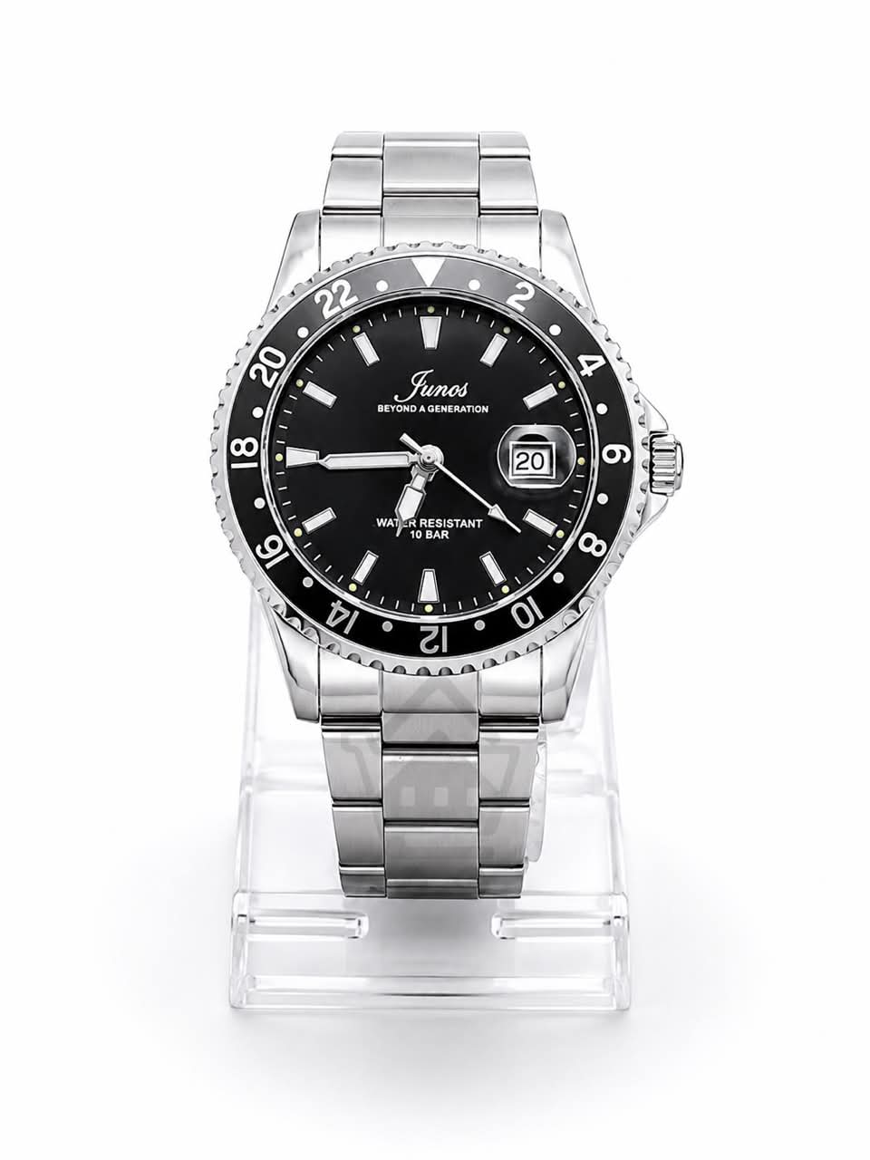 Junos Men’s Luxury Stainless Steel GMT Watch - Black Dial - Ghar Mart product image 1