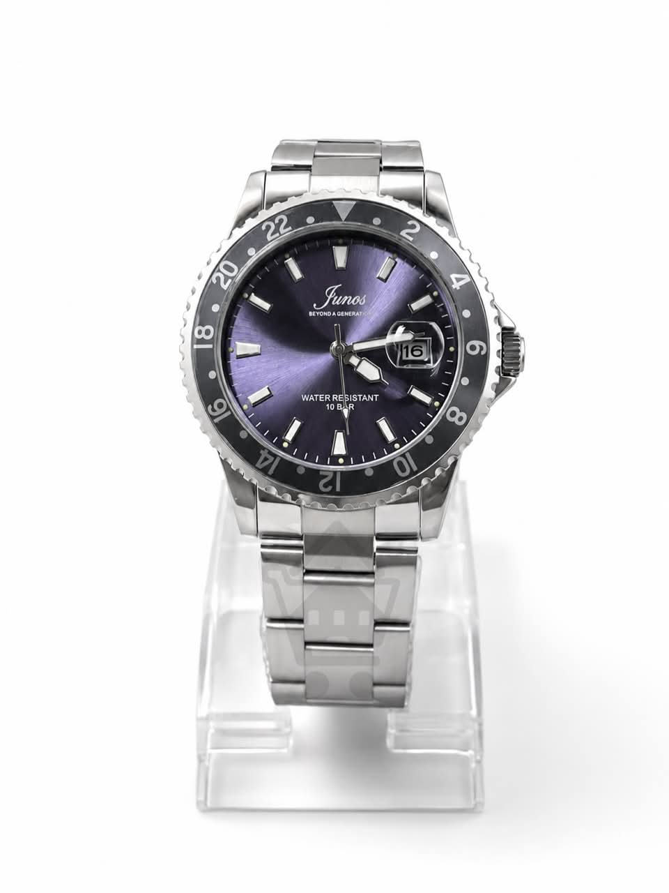 Junos Men’s Stainless Steel GMT Watch - Purple Dial - Ghar Mart product image 1