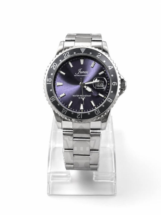 Junos Men’s Stainless Steel GMT Watch - Purple Dial - Ghar Mart product image 1