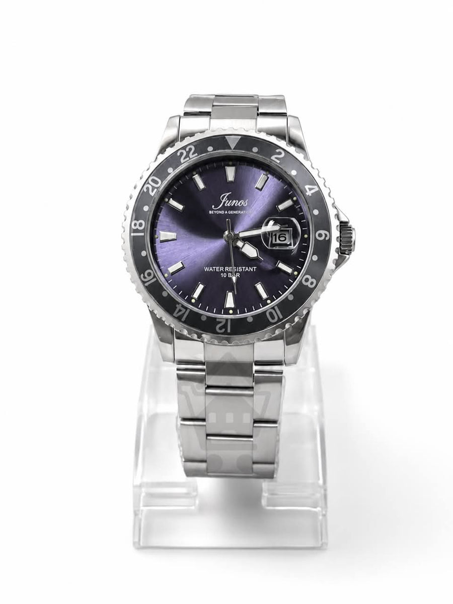 Junos Men’s Stainless Steel GMT Watch - Purple Dial - Ghar Mart product image 1
